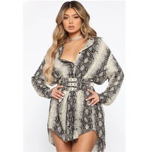 Fashion Nova Going Big Snake Corset Shirt Dress NWOT